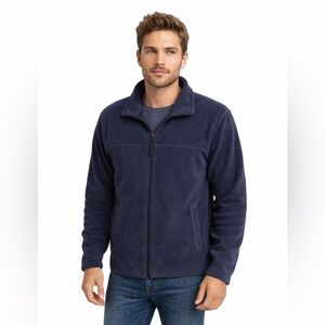 Preswick & Moore Full Zip Fleece Jacket Deep Navy Men’s Cozy Layer Size Medium